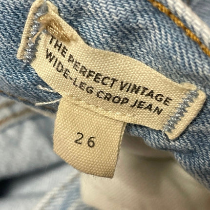 Madewell The Perfect Vintage Light Blue Cropped Wide Leg Denim Jeans Pants Sz 26