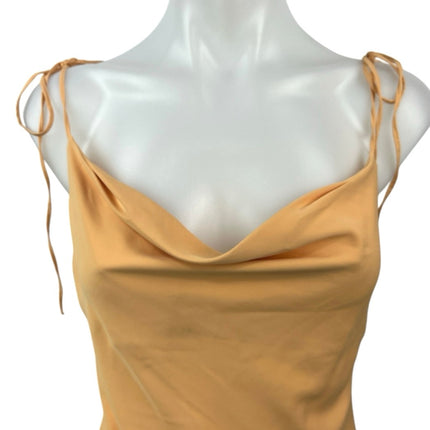 Abercrombie & Fitch Yellow Silk Satin Sleeveless Cowl Neck Slip Mini Dress Sz S