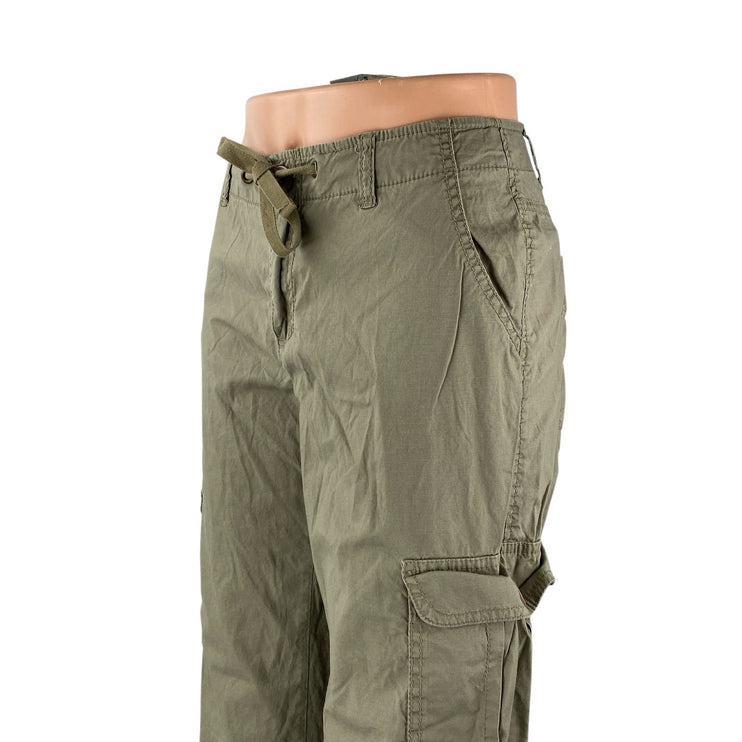 DKNY Jeans Women's Green Mid Rise Loose Straight Baggy Cargo Trousers Pants Sz 4