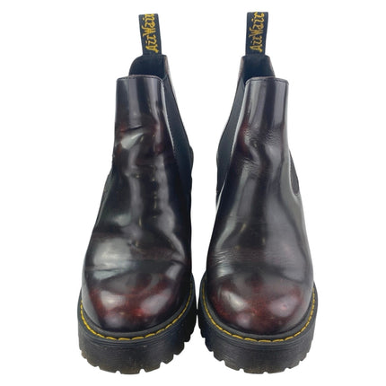 Dr. Martens Husrton Women's Black Red Leather Heeled Platform Chelsea Boots Sz 7