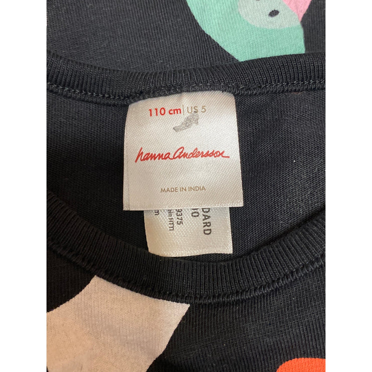 Hanna Andersson Black Ghost Print Long Sleeve Cotton Flared A-Line  Dress Size 5