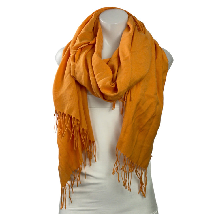Pashmina Orange Coral Silk Cashmere Fringe Tassel Wrap Shawl Neck Scarf Size OS