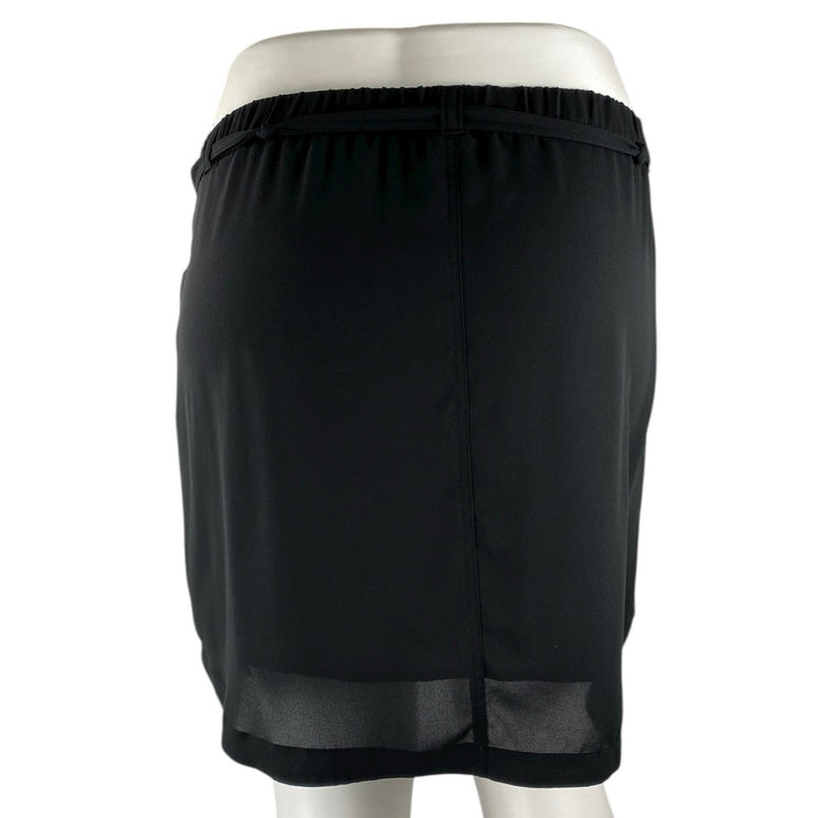 Ann Taylor LOFT Women's Black Tie Waist Button Front Mini Pencil Skirt Size L