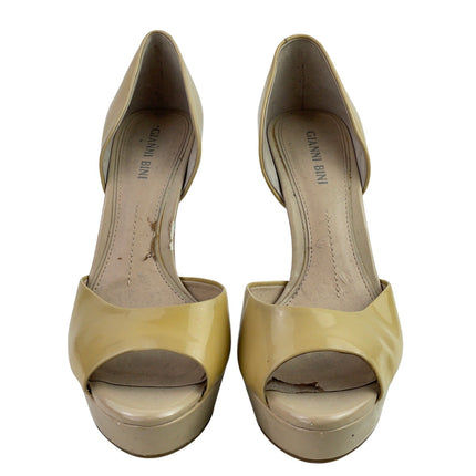 Gianni Bini Womens Yellow Patent Leather Peep Toe Platform Pump Heels Shoes 7.5