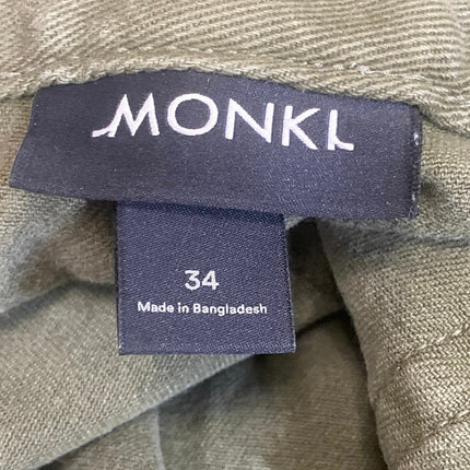 MONKI Women's Green High Waisted Wide Leg Palazzo Baggy Denim Jeans Size 34
