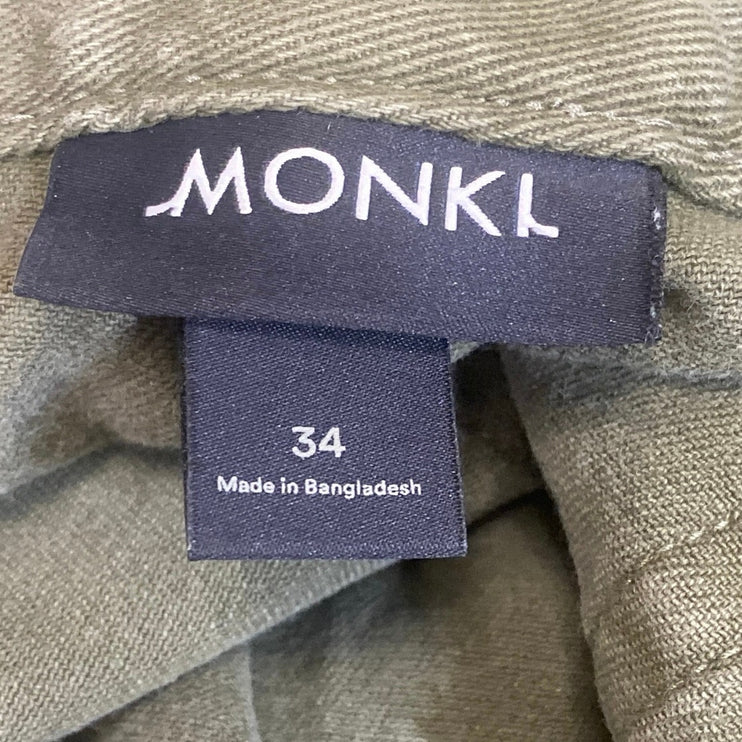 MONKI Women's Green High Waisted Wide Leg Palazzo Baggy Denim Jeans Size 34