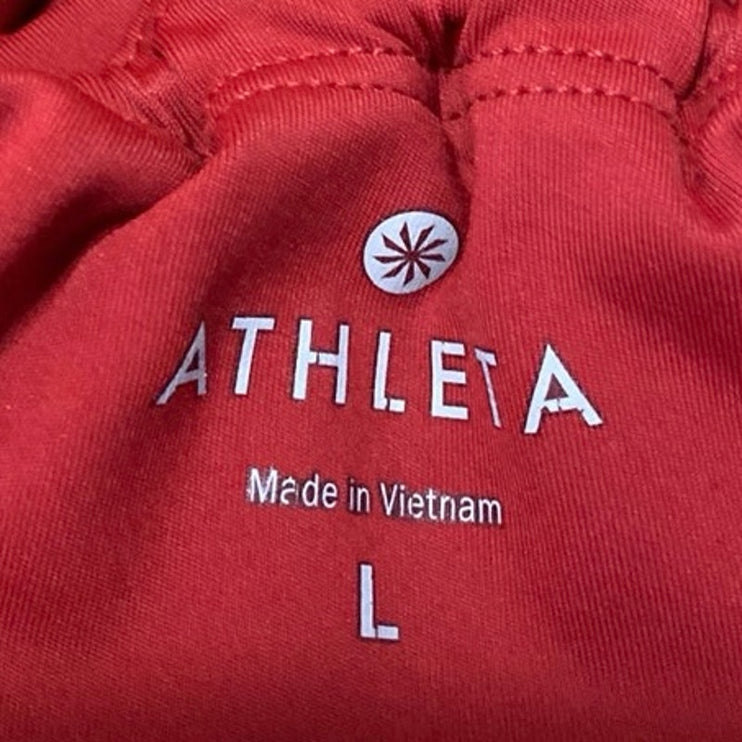 Athleta Aura Sonar Red Mid Rise Skinny Activewear Crop Tight Leggings Pants Sz L