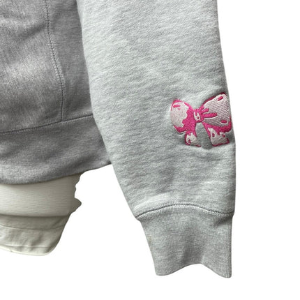 Blondi Women's Gray Fleece Embroidered Long Sleeve Hoodie Sweatshirt Top Size L