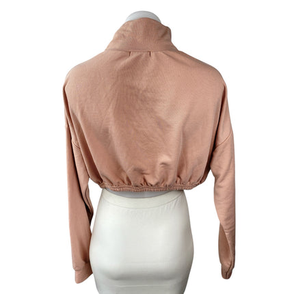 NEW Boohoo Women's Pink Mock Neck Long Sleeve Crop Sweater Sweatshirt Top Sz 10