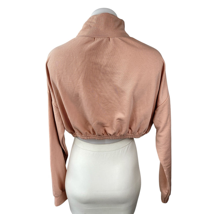 NEW Boohoo Women's Pink Mock Neck Long Sleeve Crop Sweater Sweatshirt Top Sz 10