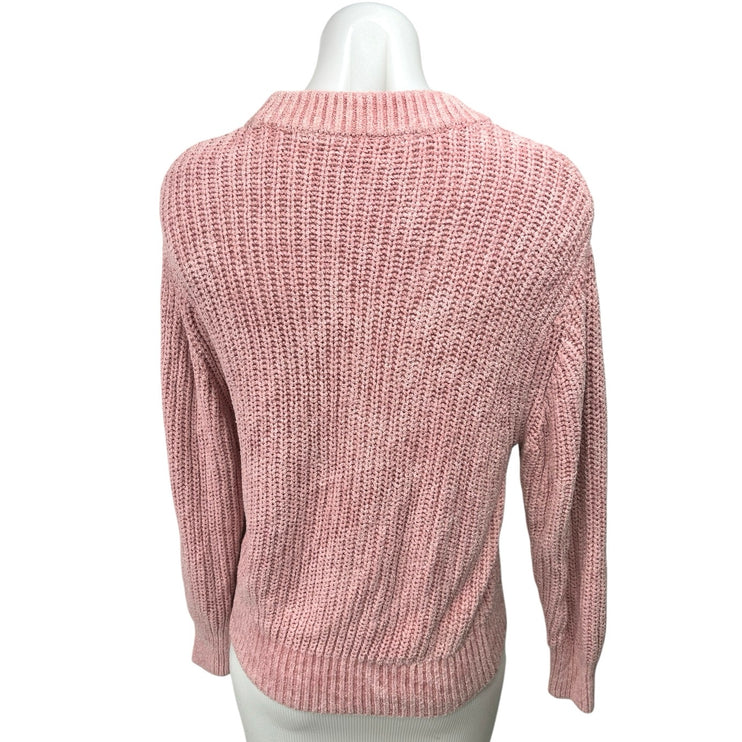 Aritzia Wilfred Women's Pink Waffle Knit Mock Neck Pullover Sweater Top Size S