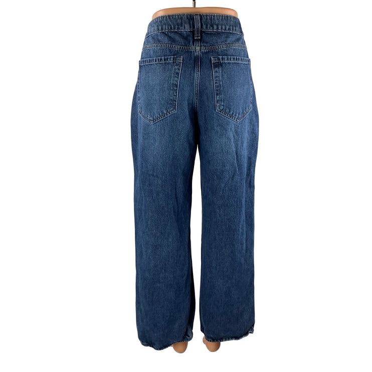 Hollister Women's Blue Low Rise Straight Baggy Wide Leg Denim Jeans Pants Sz 31