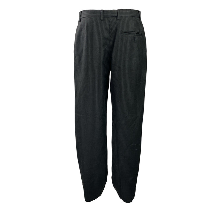 Shapes Womens Black Pinstriped High Waisted Wide Leg Trousers Dress Pants Size M
