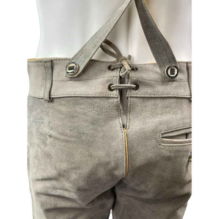 Schöneberger Trachten Couture Bergkristall Gray Leather Embroidered Shorts Sz 31