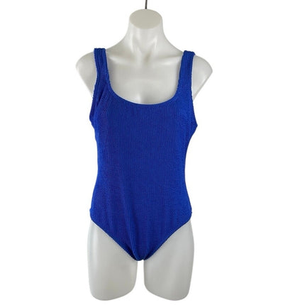 Shade & Shore Pucker Knit Scoop Neck Sleeveless One Piece Tank Bikini Swimwear M