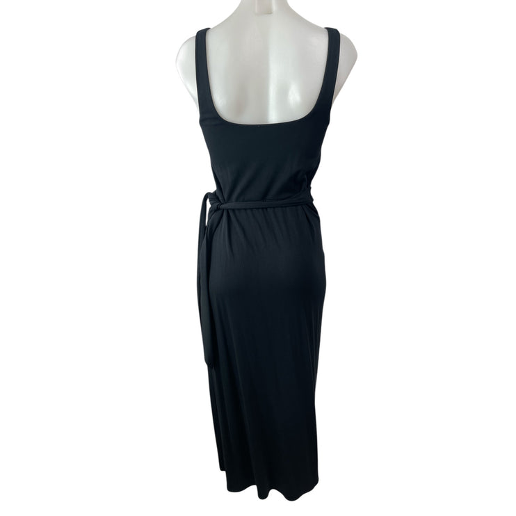 Aritzia Wilfred Saturn Black Square Neck Sleeveless Midi Cami Tank Wrap Dress M