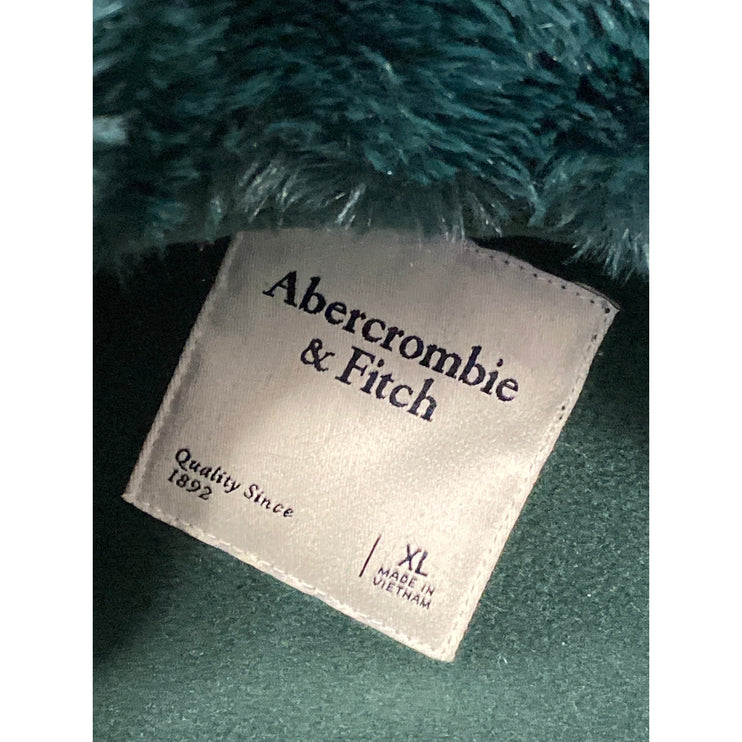 Abercrombie & Fitch Green Fuzzy Faux Fur Collared Long Sleeve Sweater Jacket XL