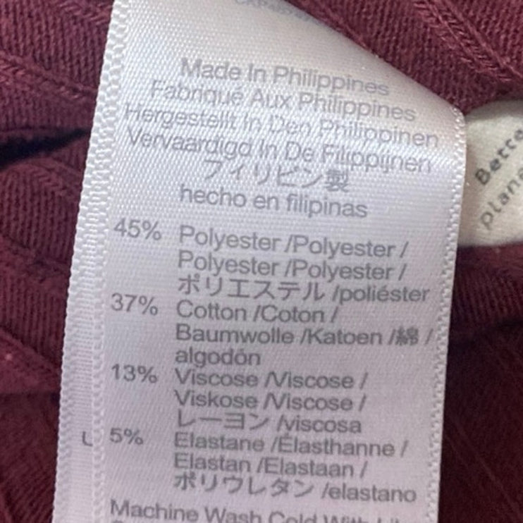 Madewell Maroon Red Rib knit Sweetheart Neck Long Sleeve Slim Sweater Top Sz XS