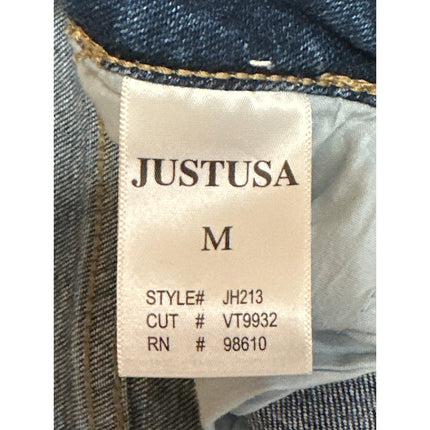 Justusa Women's Blue Mid Rise Frayed Raw Hem Mini Cutoff Denim Jeans Shorts Sz M