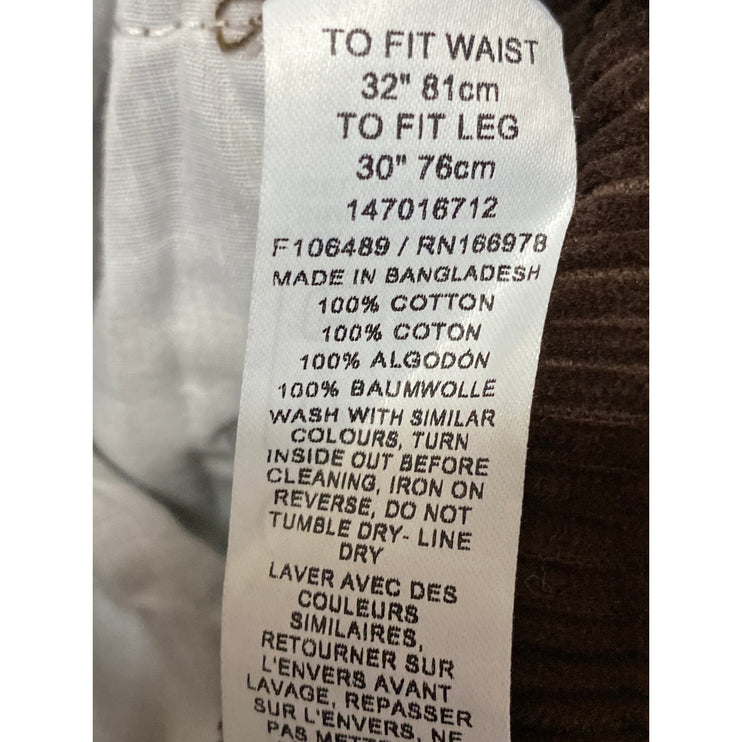 NEW ASOS Women's Brown Corduroy High Rise Wide Leg Baggy Trousers Pants Size 32