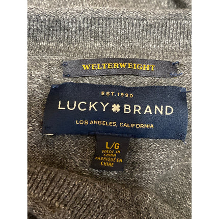 Lucky Brand Men's Dark Gray Heather Long Sleeve Crew Neck Sweatshirt Sweater L