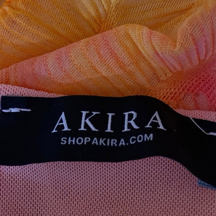 Akira Yellow Coral Textured Tie Dye Sleeveless Cami Tank Mini Bodycon Dress S