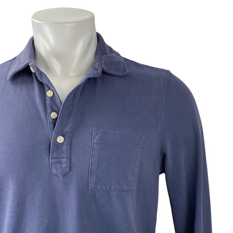 Brooks Brothers Men Blue Long Sleeve Pocket Golf Casual Polo Shirt Top Size M