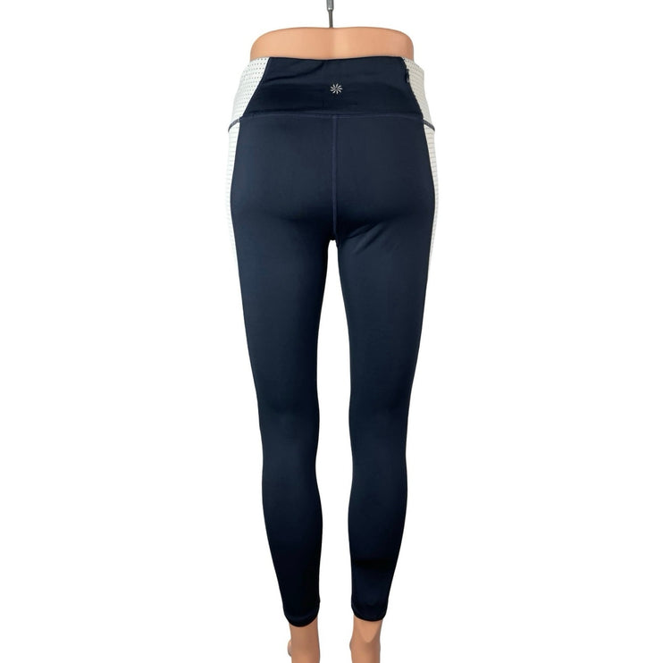 Athleta Women's Blue Colorblock Mid Rise Yoga Workout Athletic Leggings Pants S
