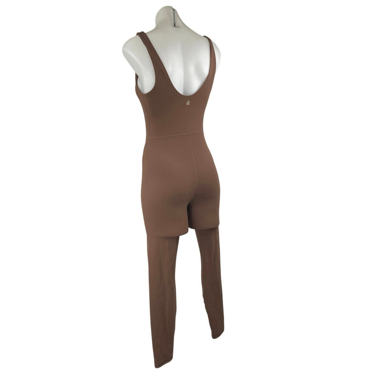 WeWoreWhat Women's Brown Sleeveless One Piece Skinny Yoga Workout Jumpsuits Sz M