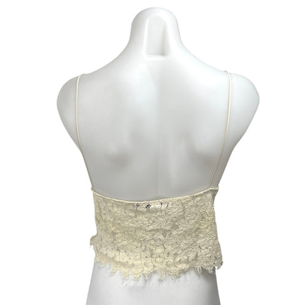 Zara Woman Cream Floral Lace Sleeveless Cami Camisole Crop Tank Top Size L