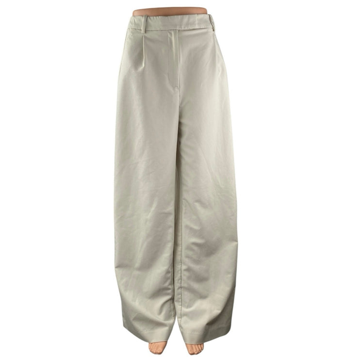 Zara Women's Beige High Rise Pleated Wide Leg Baggy Trousers Dress Pants Size S
