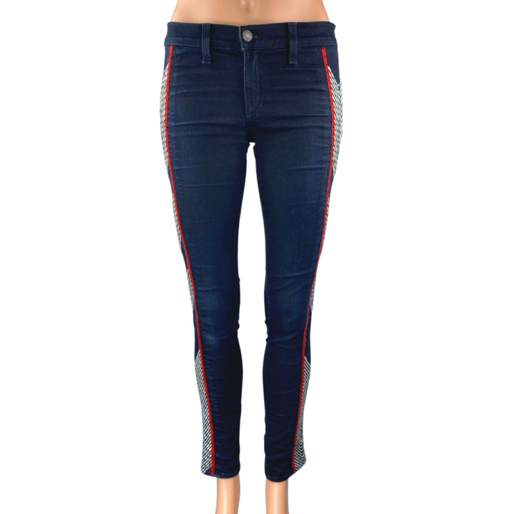 Rag & Bone Raja Midnight Blue Skinny Embroidered Low Waist Denim Jeans Pants 25