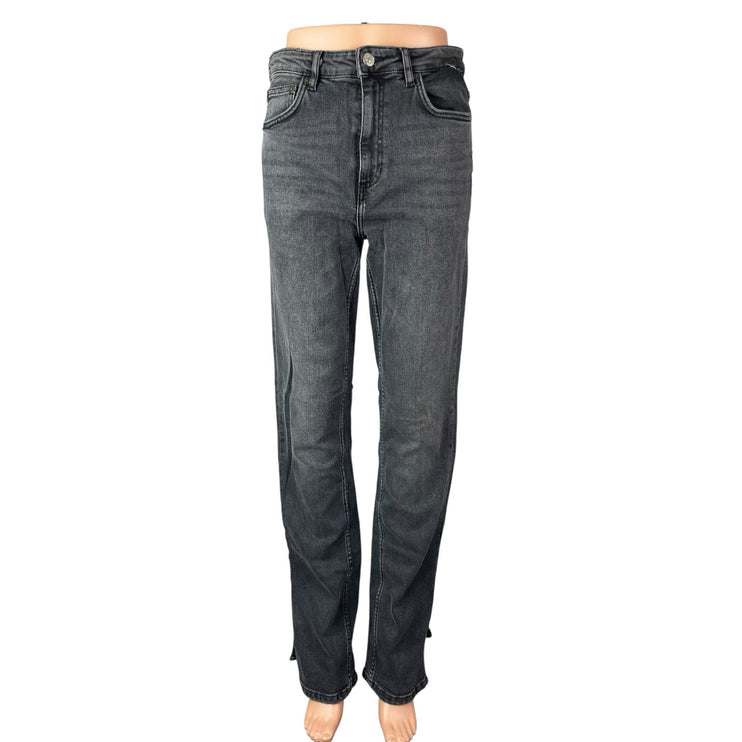 Zara Women's Black Washed High Waisted Slim Straight Leg Denim Jeans Size 6