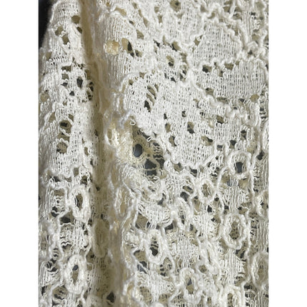 Philosophy Cream Floral Lace Embroidered Mock Neck Long Sleeve Blouse Top Size S