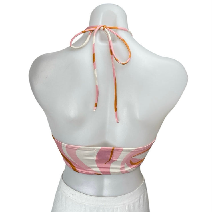 Princess Polly Camelia Pink Halter Sleeveless Cutout Tie Bra Bandeau Crop Top 0