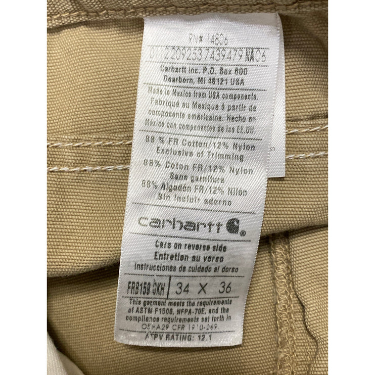 Carhartt Khaki High Rise Barrel Carrot Baggy Wide Leg Denim Jeans Pants Sz 34/36