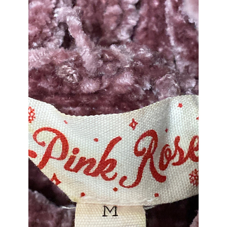 Pink Rose Women's Pink Turtle Neck Long Sleeve Crop Sweatshirt Sweater Top Sz M
