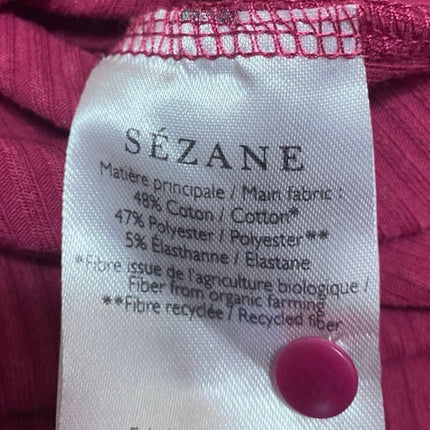 Sezane Women's Pink Long Sleeve Square Ribbed Knit One Piece Bodysuit Top Size S