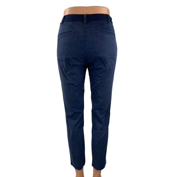 Uniqlo Women's Navy Blue Mid Rise Slim Chino Khaki Tapered Trousers Pants Sz XS