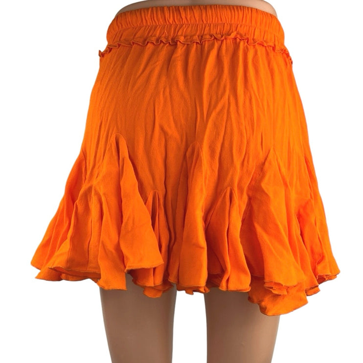 Gab & Kate Olivaceous Orange Elastic Waist Flowy Flare Mini A-Line Skirt Size S