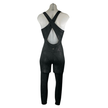 Fabletics Women's Black Snakeskin Twist Front Sleeveless Skinny Jumpsuit Size M
