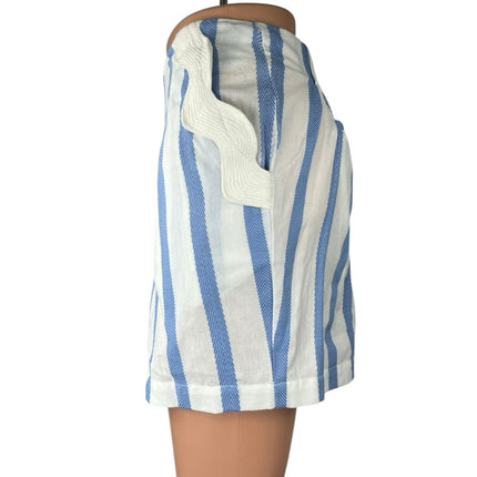 NEW STS Sail to Sable White Blue Ric Rac Striped High Waist Casual Shorts Size L