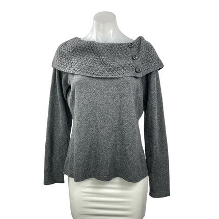 Ann Taylor Women's Gray Knit Shawl Long Sleeve Pullover Sweater Top Size LP