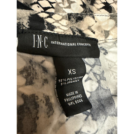 INC International Concepts Black Cream Snakeskin Sleeveless Button Up Shirt XS