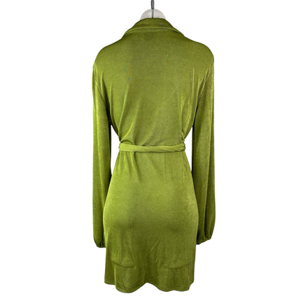 Princess Polly Party Time Green Velour Long Sleeve Mini A-Line Wrap Dress Sz 4