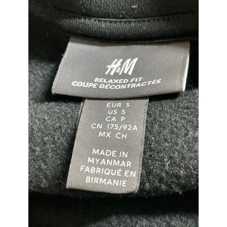 H&M Men's Black Relaxed Fit Long Sleeve Quarter Zip Knit Sweatshirt Top Size S