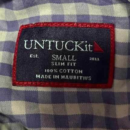 UNTUCKit Men's Blue White Plaid Checkered Long Sleeve Button Down Shirt Top Sz S