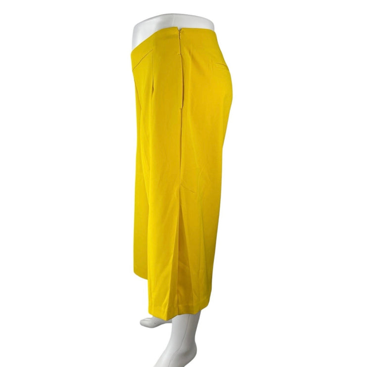 Eloquii Women's Yellow High Waisted Wide Leg Cropped Trousers Pants Size 16P