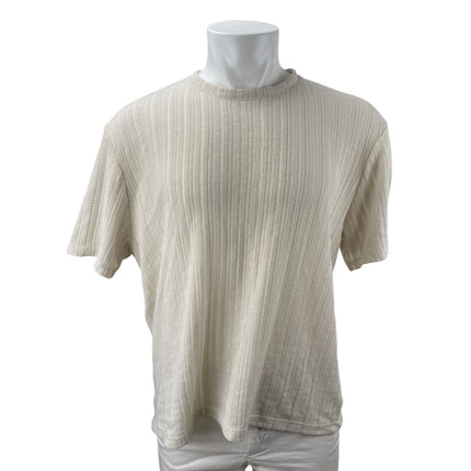 Zara Men's Beige Short Sleeve Ribbed Knit Crew Neck Sweater T Shirt Tee Top Sz M
