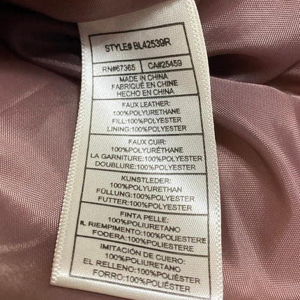 Steve Madden Metallic Dust Pink Turtleneck Full Zip Puffer Quilted Jacket Sz XS